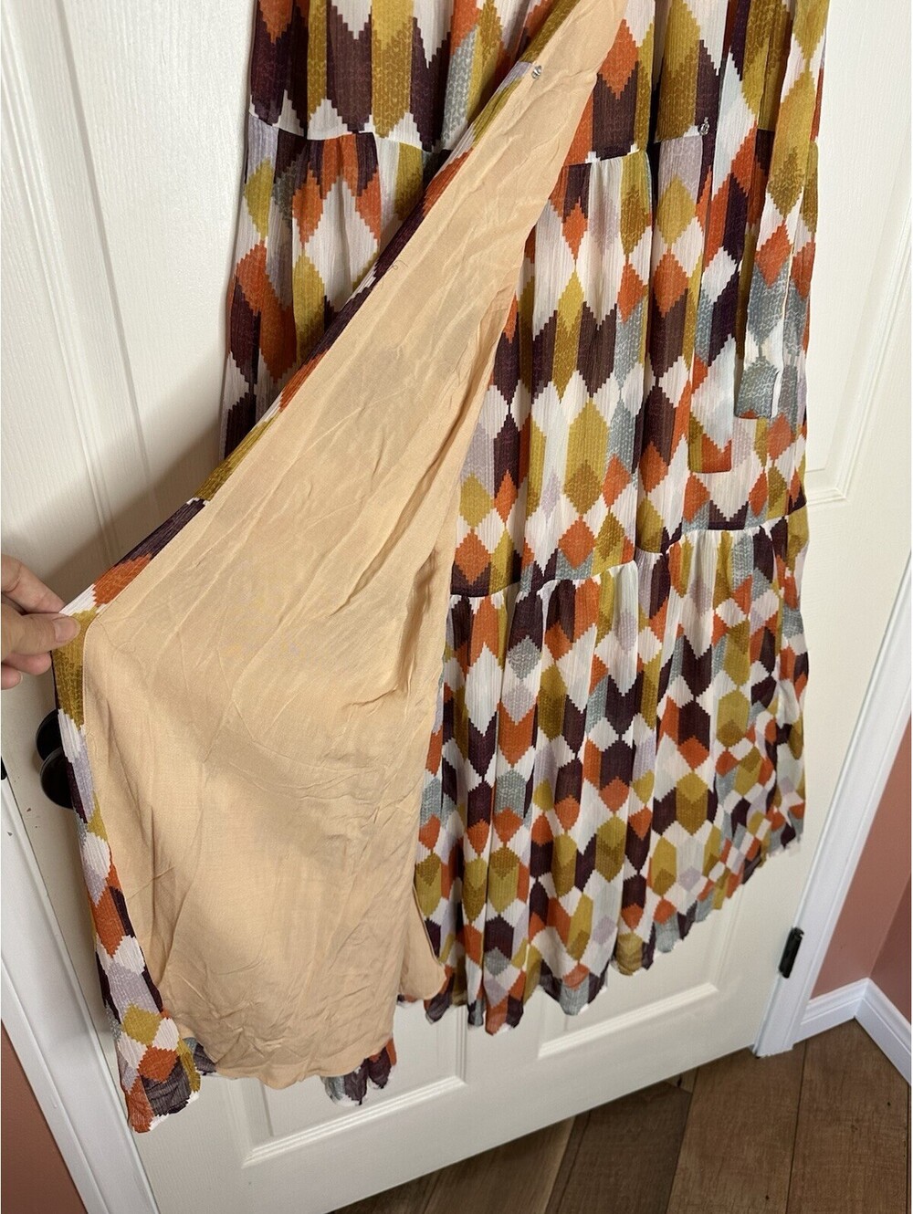 Roller Rabbit Gertrude wrap Dress NWT Medium Anthropologie earth tone Holiday - Picture 6 of 8